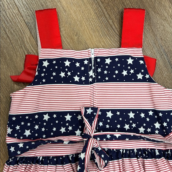 Bonnie Jean Red, White, & Blue Stars & Stripes 4th of July Dress size 6X zip up - Picture 7 of 10